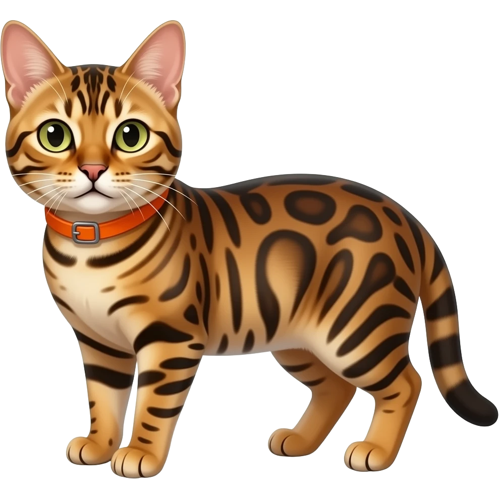 bengal cat with orange collar emoji