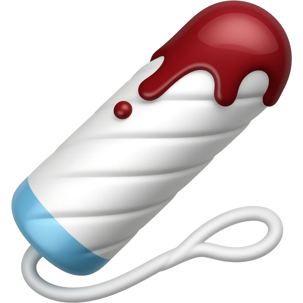 Tampon emoji with blood on the top of the tampon emoji