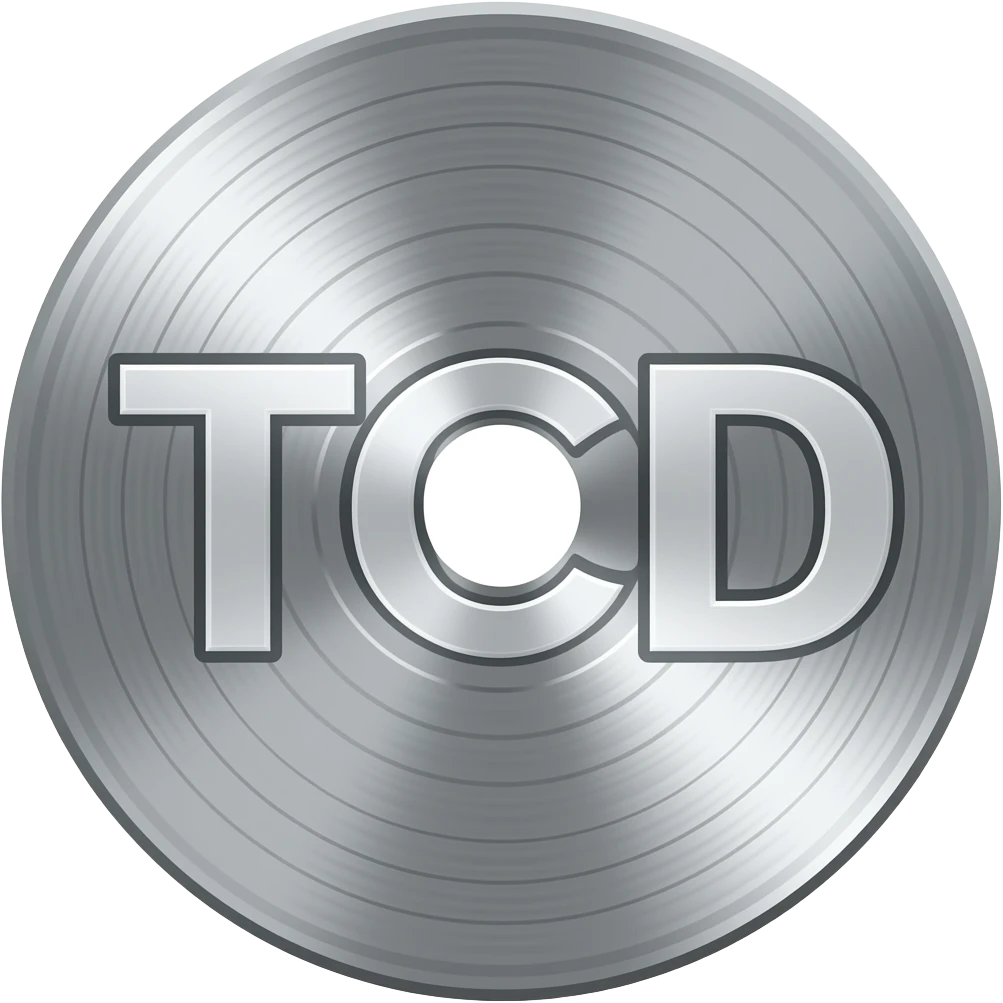 Chrome ornament vinyl disc text TCD emoji