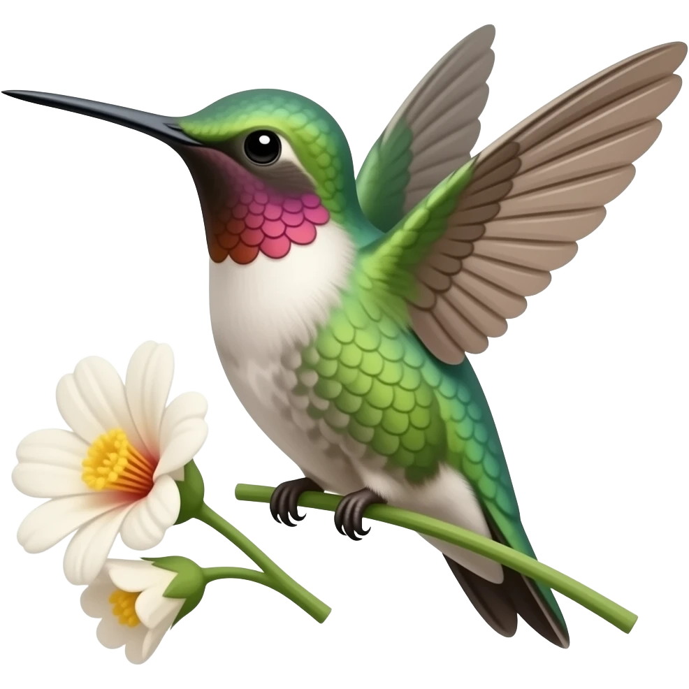 Hummingbird at a flower emoji