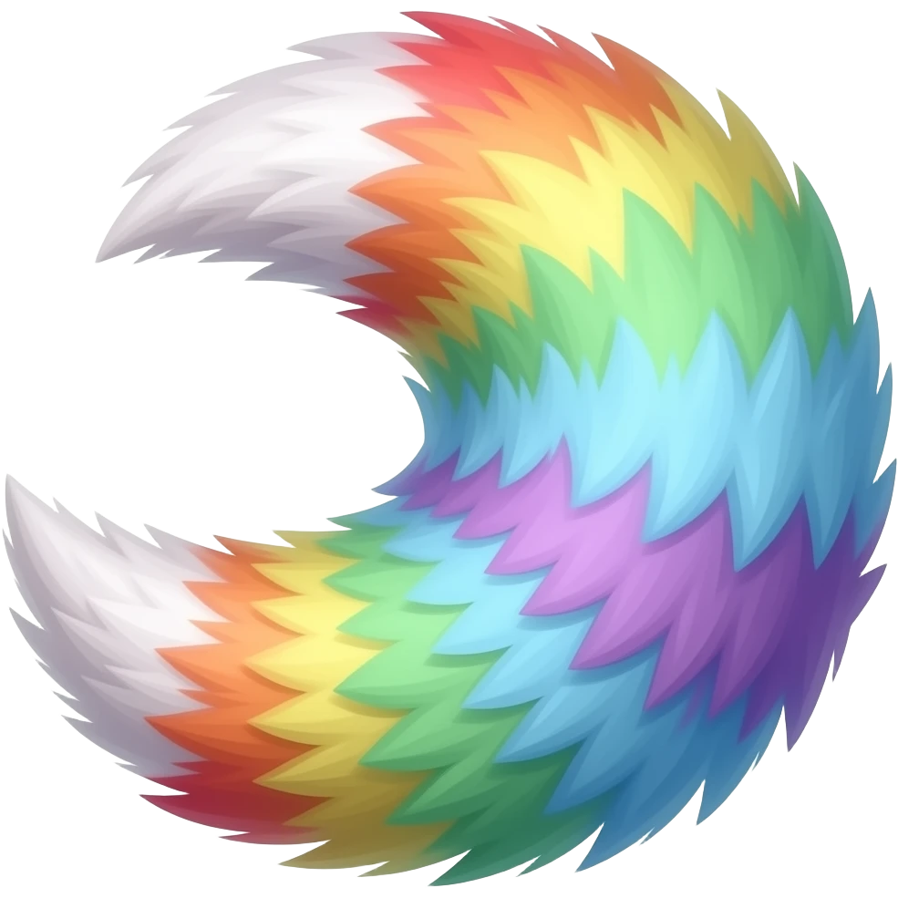 Giant extra fluffy rainbow sparkling wolf tail emoji