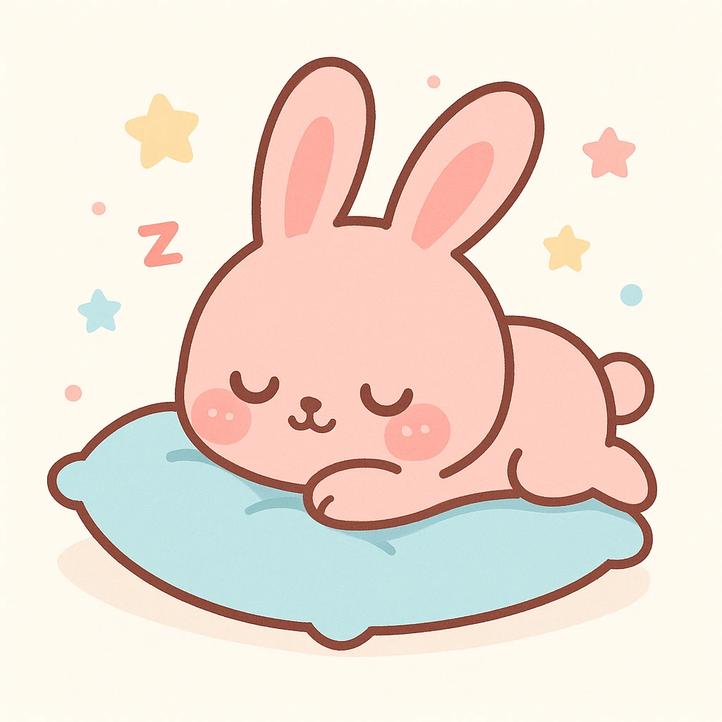 pink bunny sleeping on pillow emoji