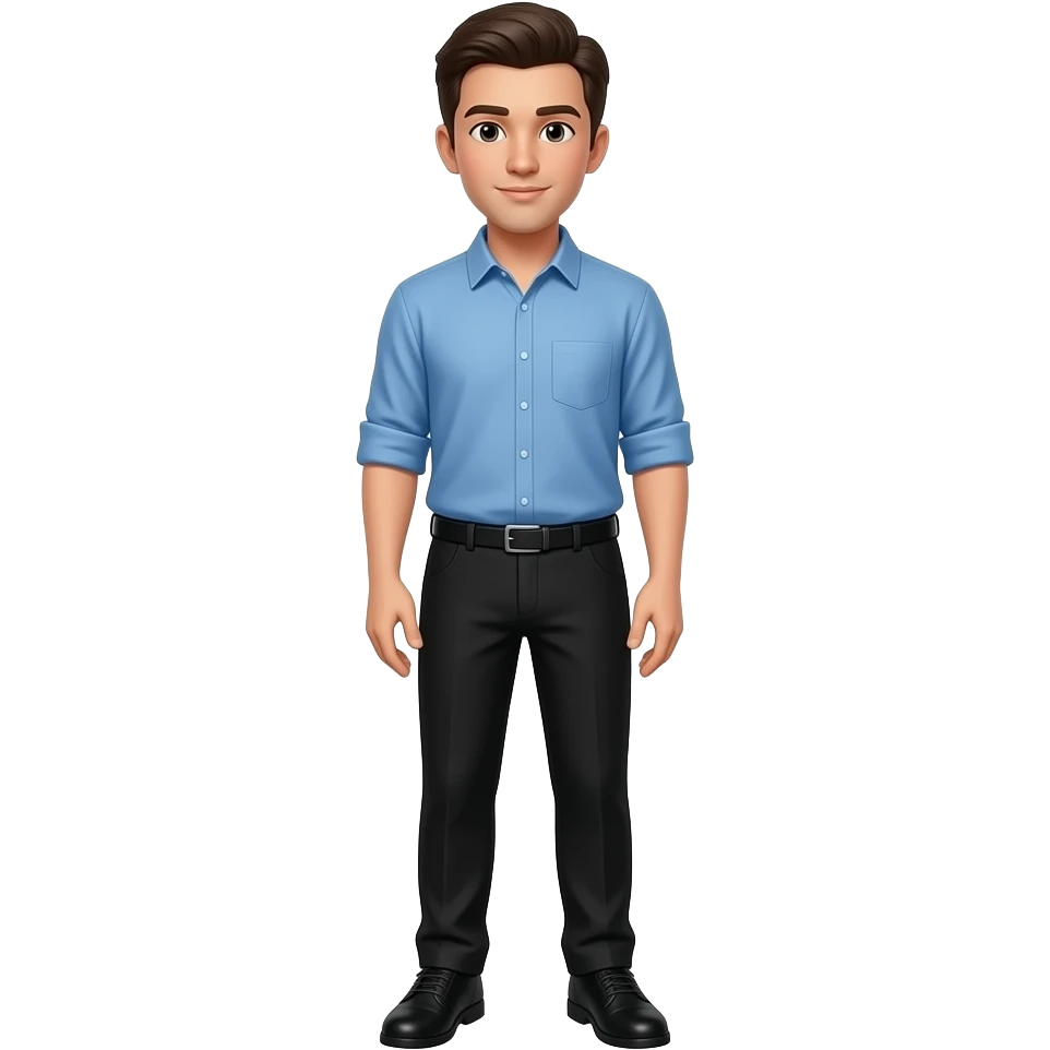 chico con camiseta azul pantalones negros pero con piernas zapatos i que tenga mas 18 años emoji