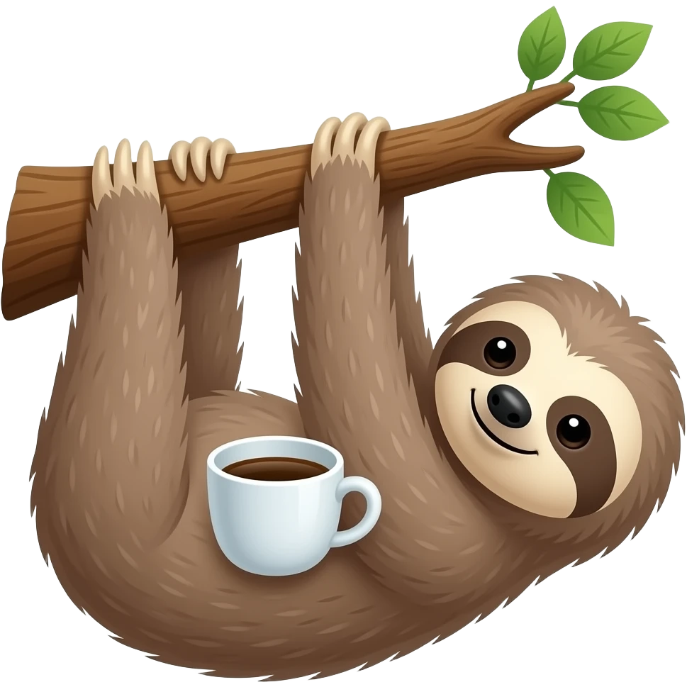 sloth tree morning coffee hanging emoji