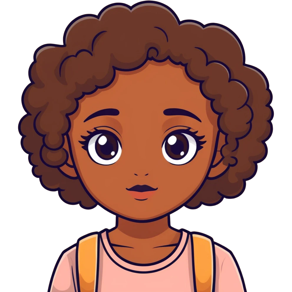 make a  girl with brown skin curly hair big eyes emoji