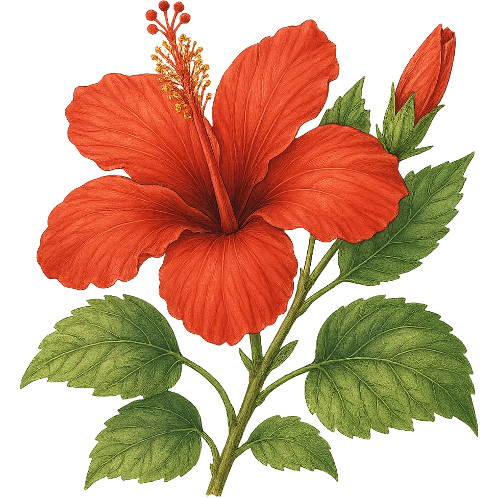 hibiscus flower, detailed, vibrant, botanical illustration emoji