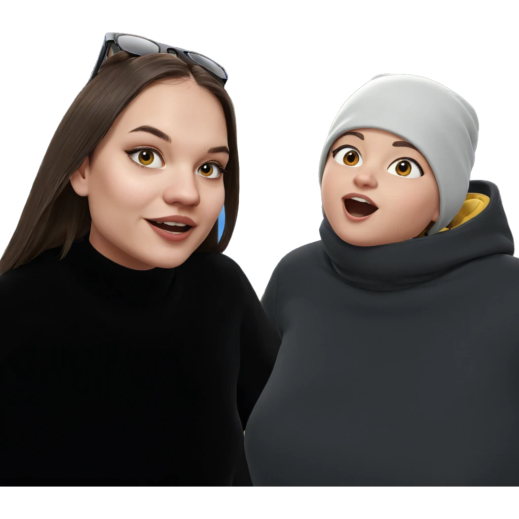 girls enjoying outdoor view emoji