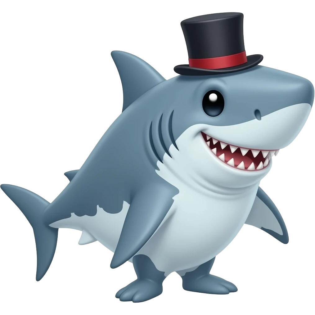 Shark with a top hat emoji