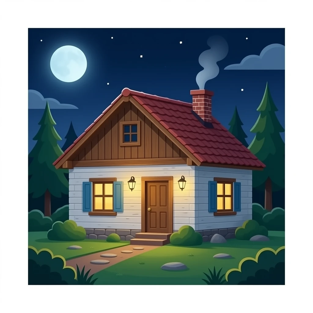 hazme el interior de una casa, tiene que ser rustica emoji