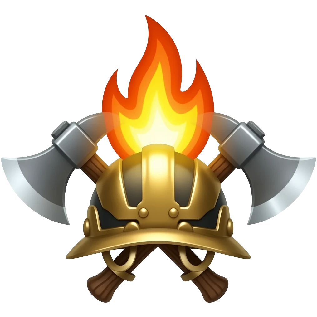 double axe with fire helmet emoji