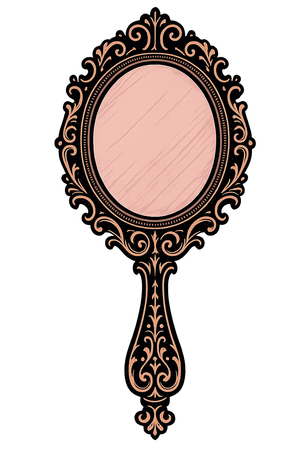 black and pink ornate hand mirror emoji