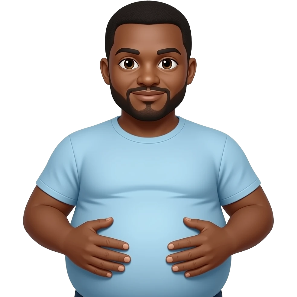 black person with a big pot belly emoji