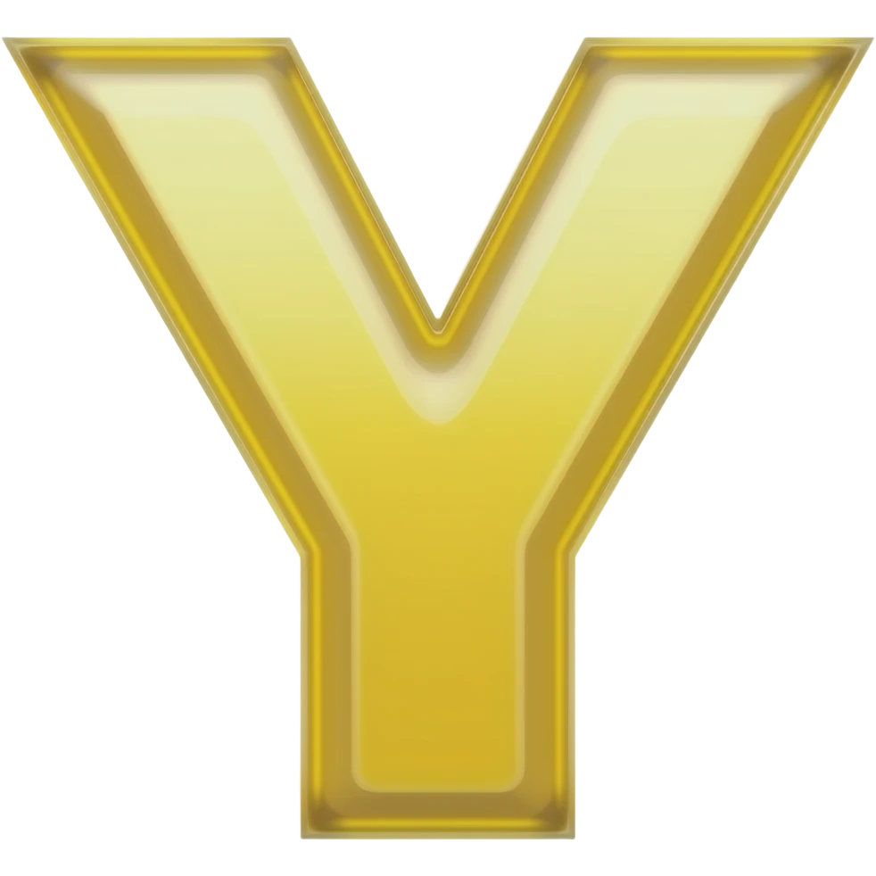 Y letter yellow  shining colour emoji