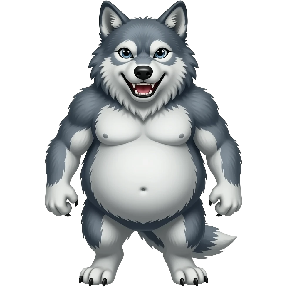 un lobo feroz  con mucha barriga emoji