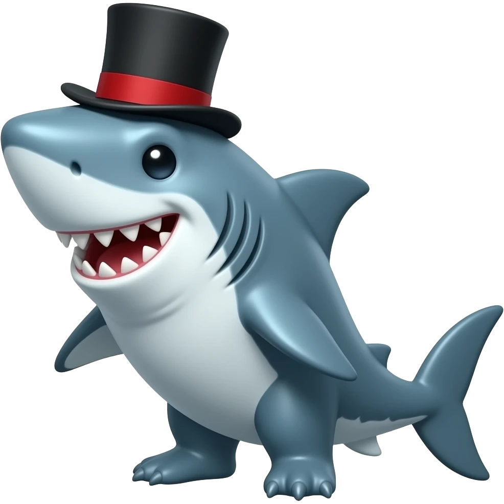 Shark with a top hat emoji