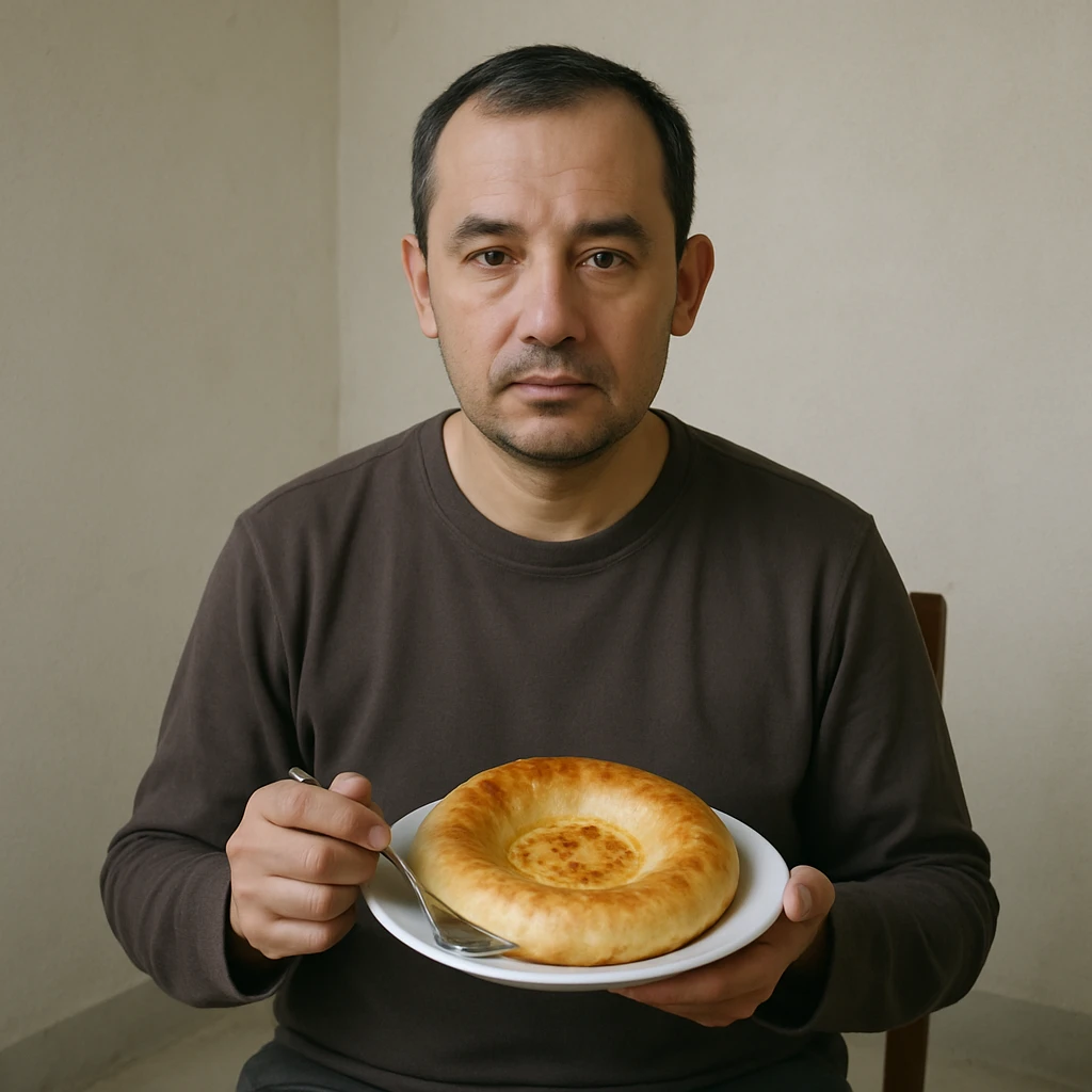 sartarosh xonada shunchaki tarelka v vilka ushlab utirsin tarelkada esa faqat uzbekcha non bulsin kayfiyati xam urtacha bulsin xursan bob ketmasin emoji
