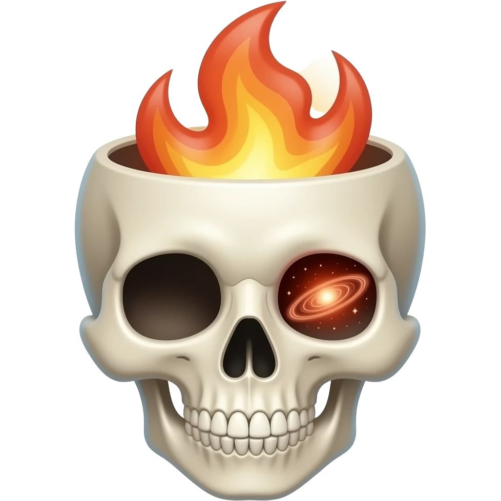 cartoon emoji skull open top brain fire galaxy cute glossy emoji