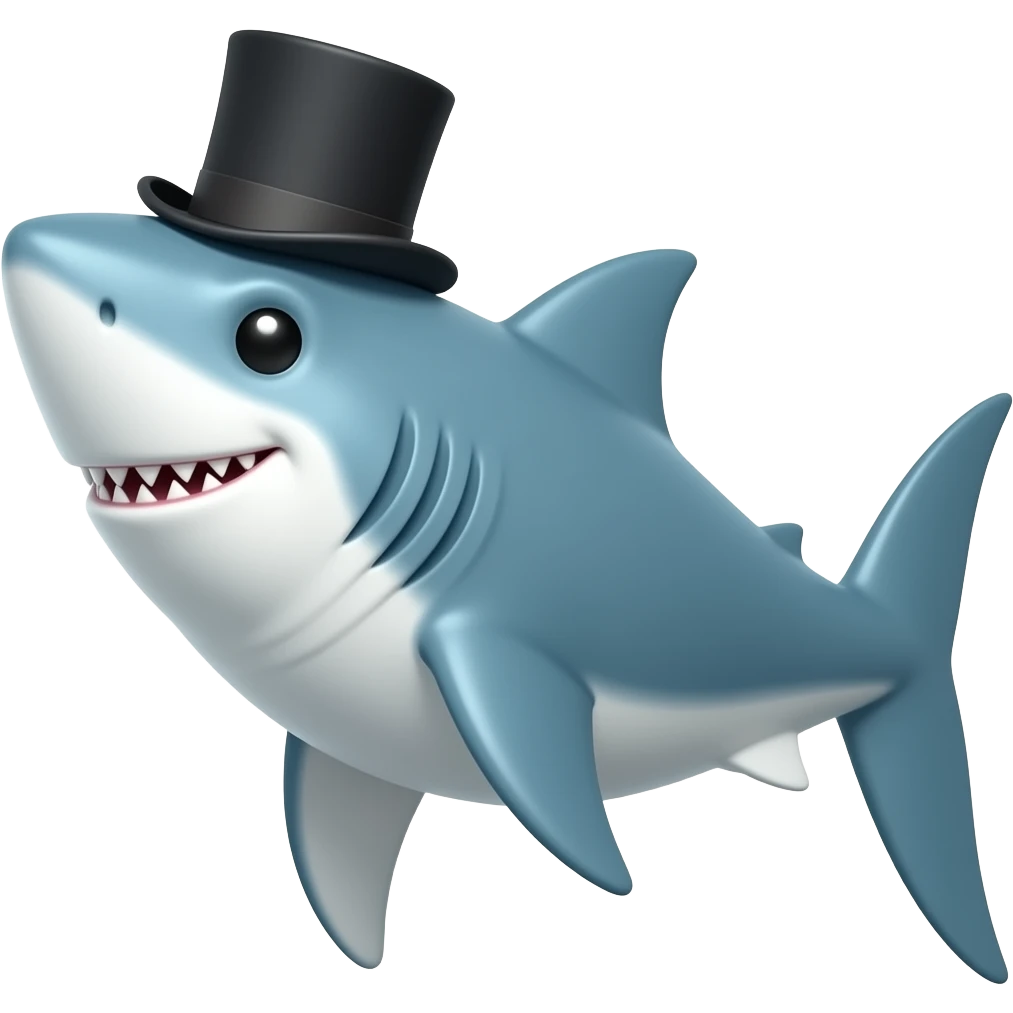 Shark with a top hat emoji
