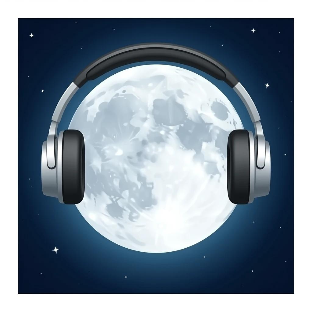 moon with headphones png emoji