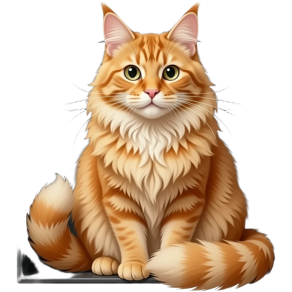 orange maine cat sitting elegantly in a black box, no tail visible emoji