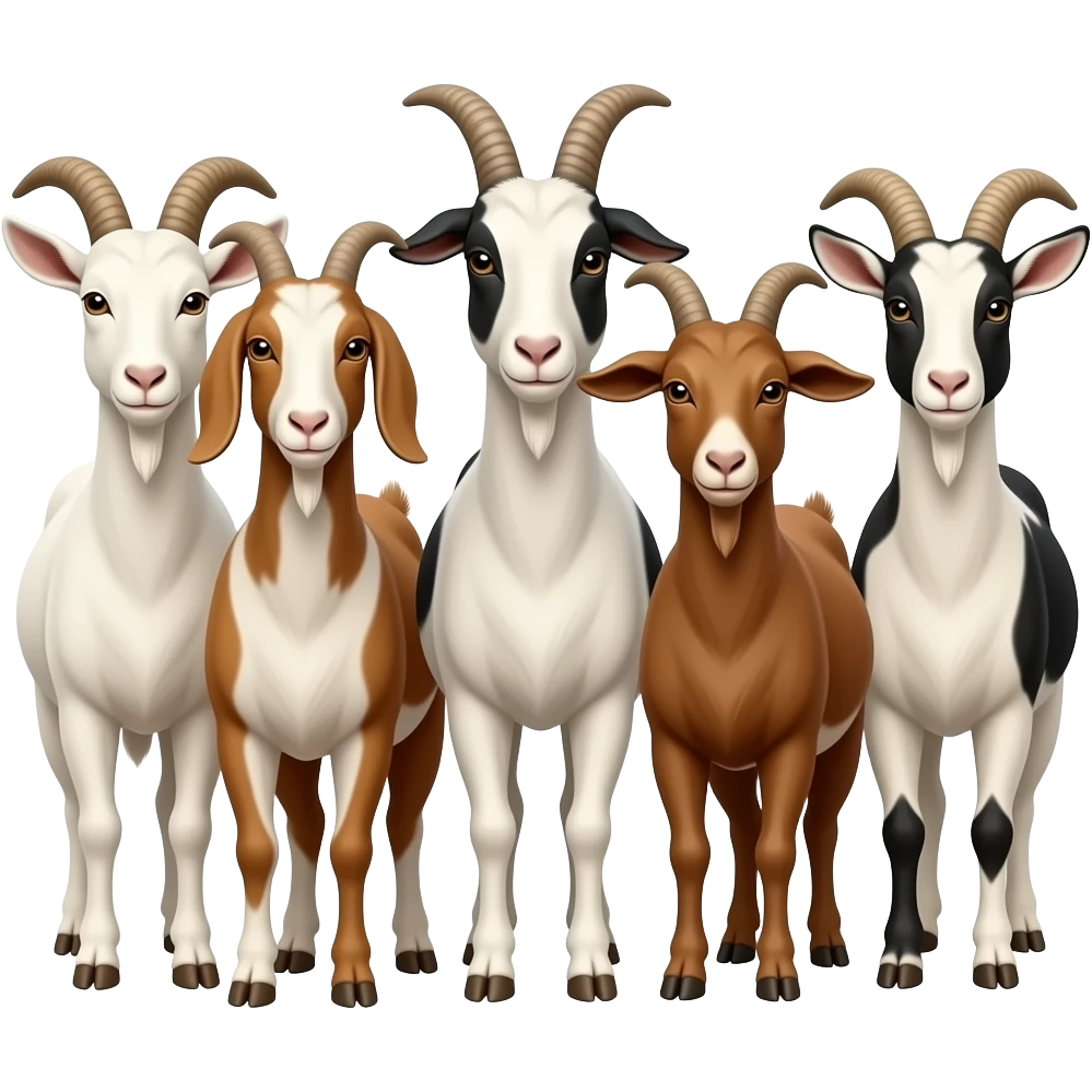 Hazme 7 cabras de tonos blancos y marrones. Tienen que estar las siete juntas emoji