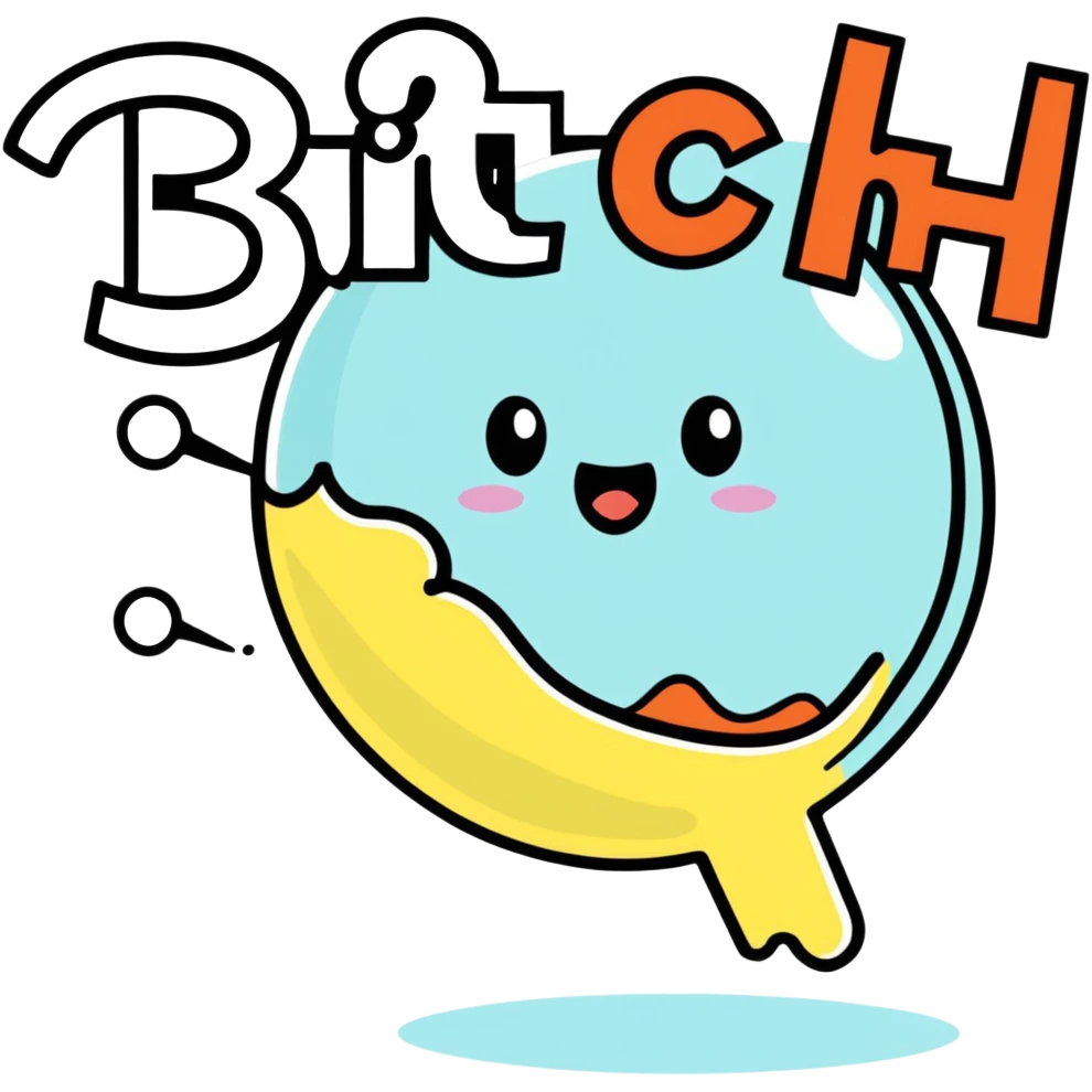 Letters in a big blurb-splash-bubble reading "BITCH!" emoji