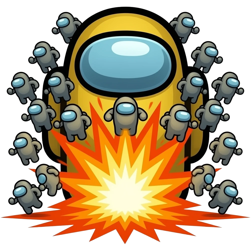 Among us com 100 jogadores correndo de uma explosão Logo emoji