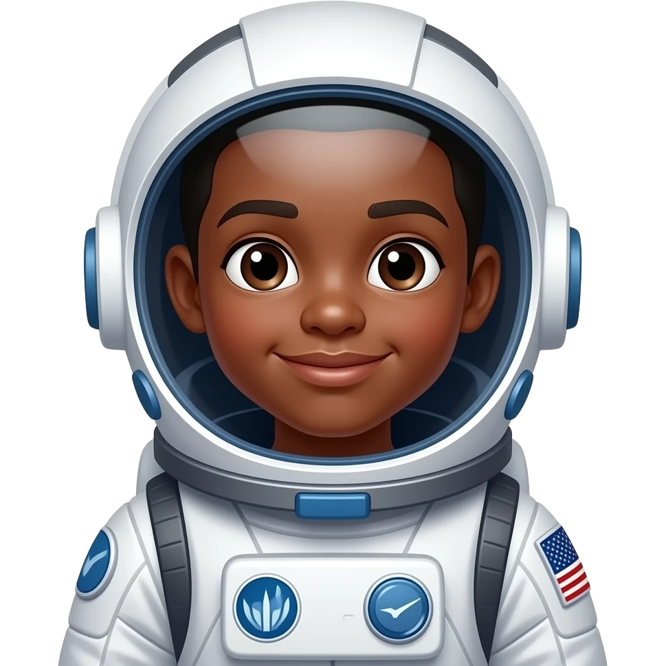 Garçon noir avec des vetement d astronote emoji