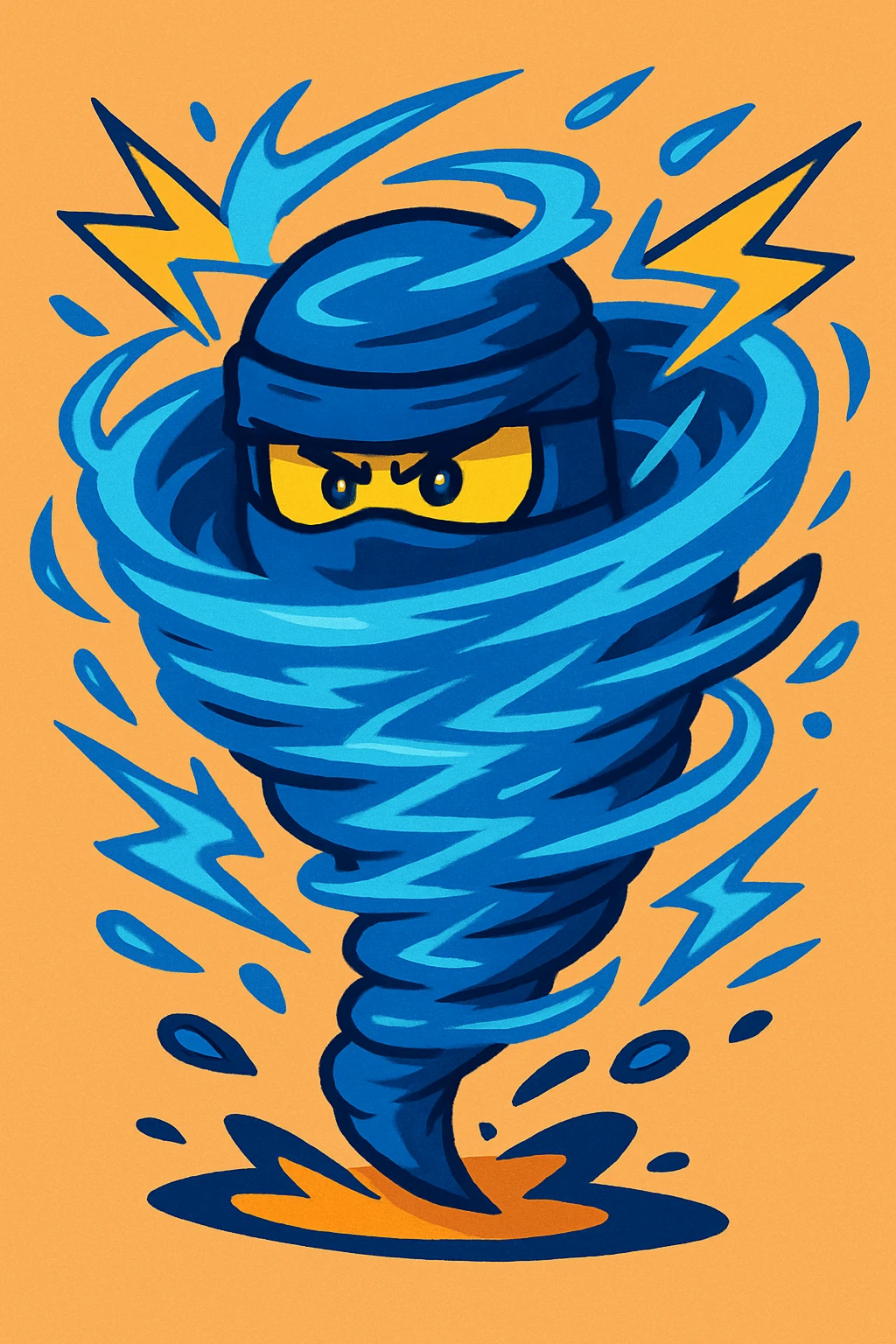 a blue spinjitzu tornado, swirling energy, dynamic motion, inspired by ninja powers emoji