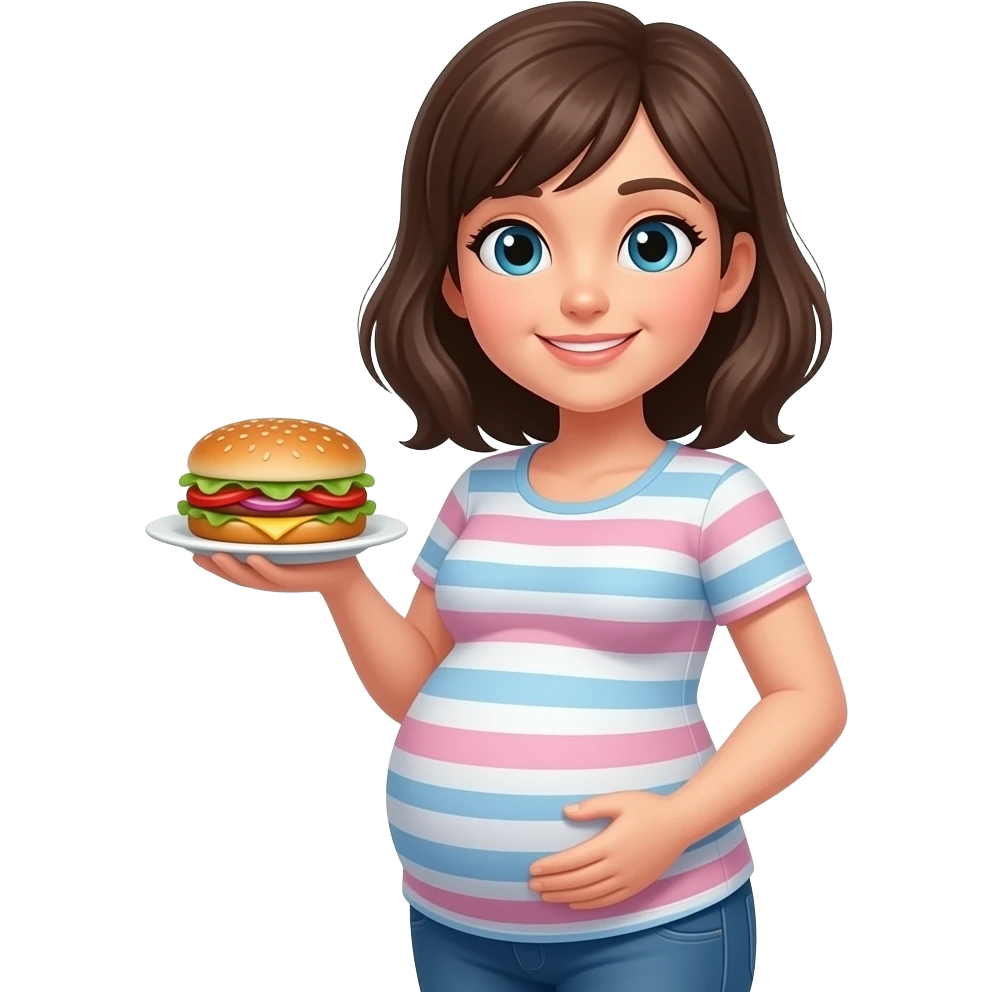 Pregnant woman with food emoji