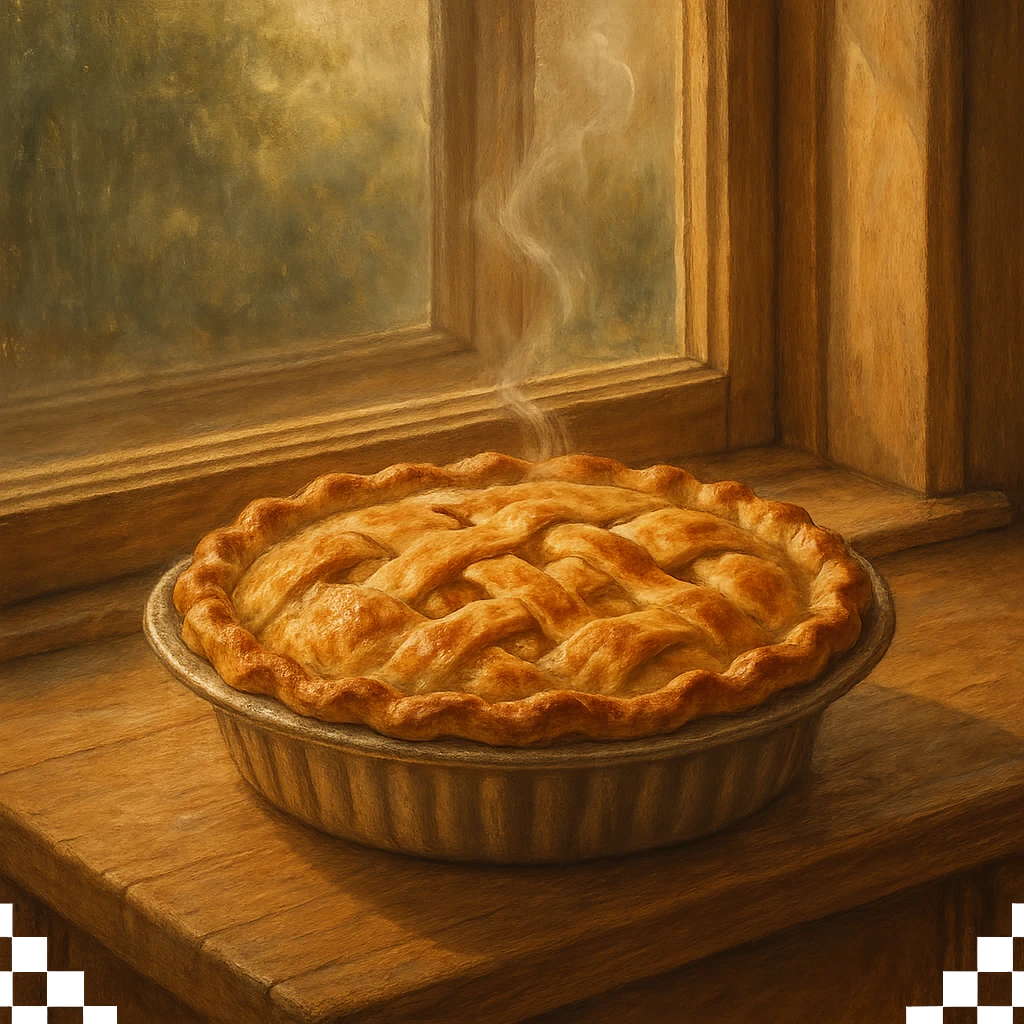 cozy pie cooling on a windowsill, homey emoji