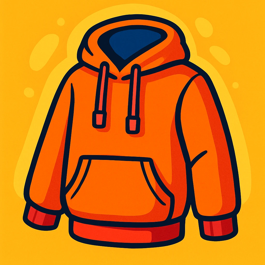 a hoodie, cozy and casual, vibrant toon style emoji