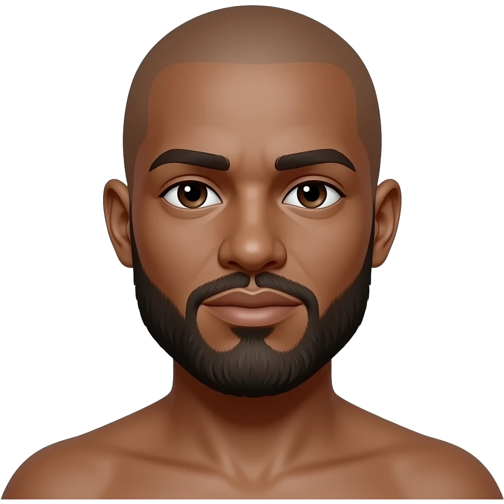 Hairless brown skin man with beard emoji