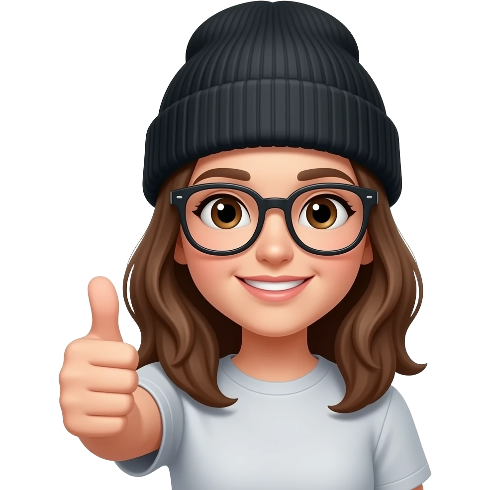 Glasses+blackbeanie+expression girl version + thumbs up emoji