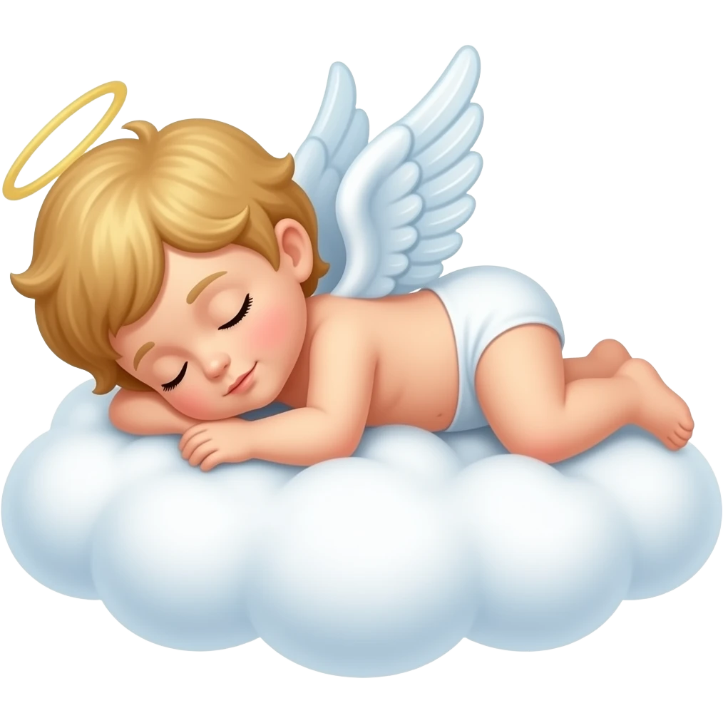 Vintage  Photo of pale cupid asleep lying on a cloud emoji