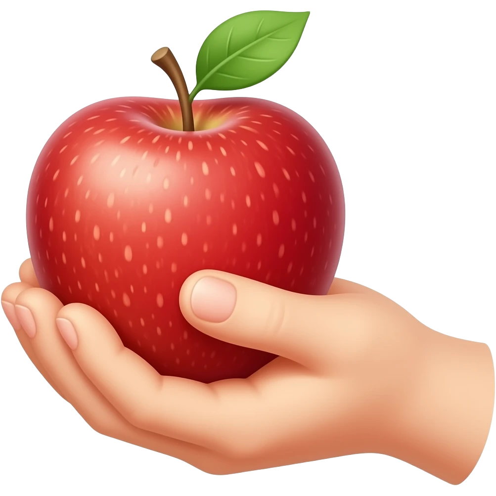 hand holding apple emoji