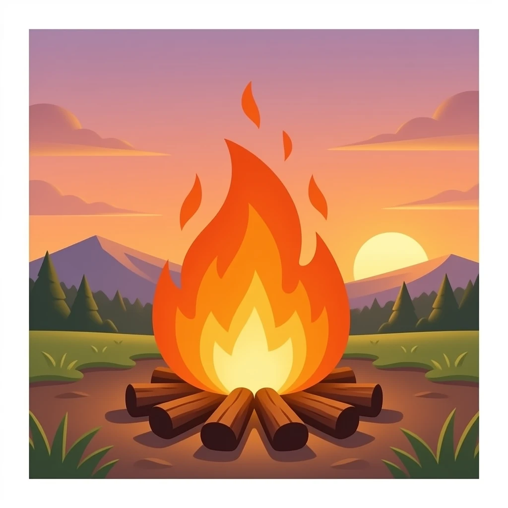 Bonfire with sunset in the background emoji