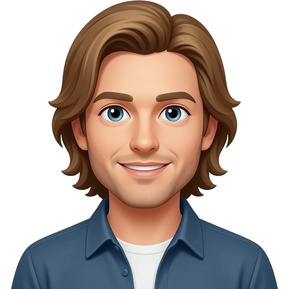 man, long light brown hair, no beard emoji