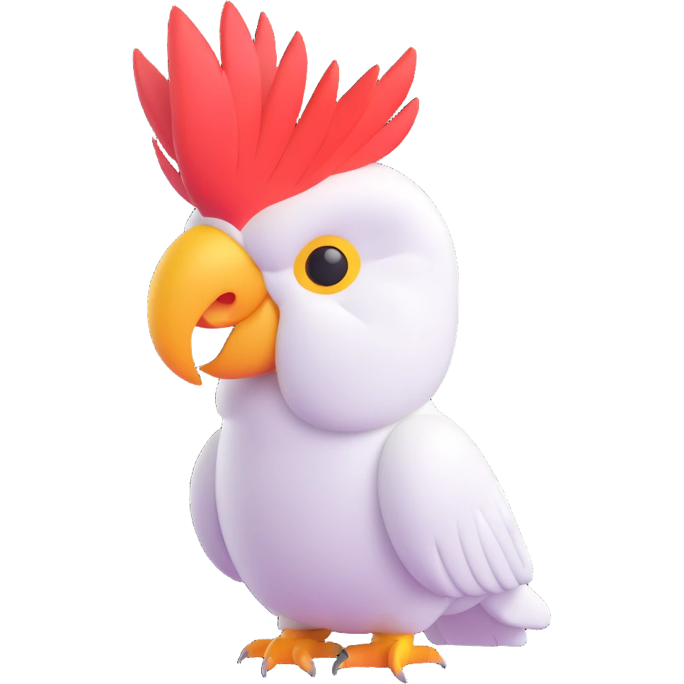 cockatoo parrot, 3D emoji style emoji