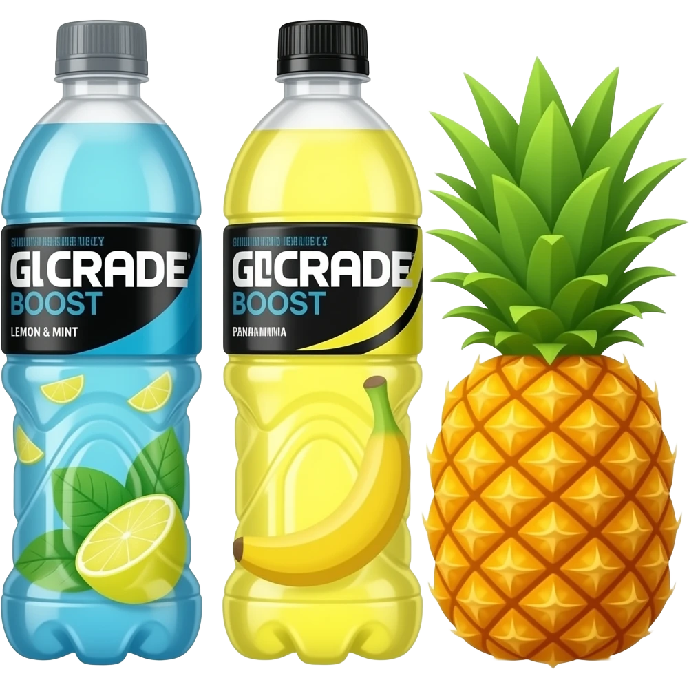 Powerade Frulite Boost: Lemon & Mint, Banana, Pineapple emoji