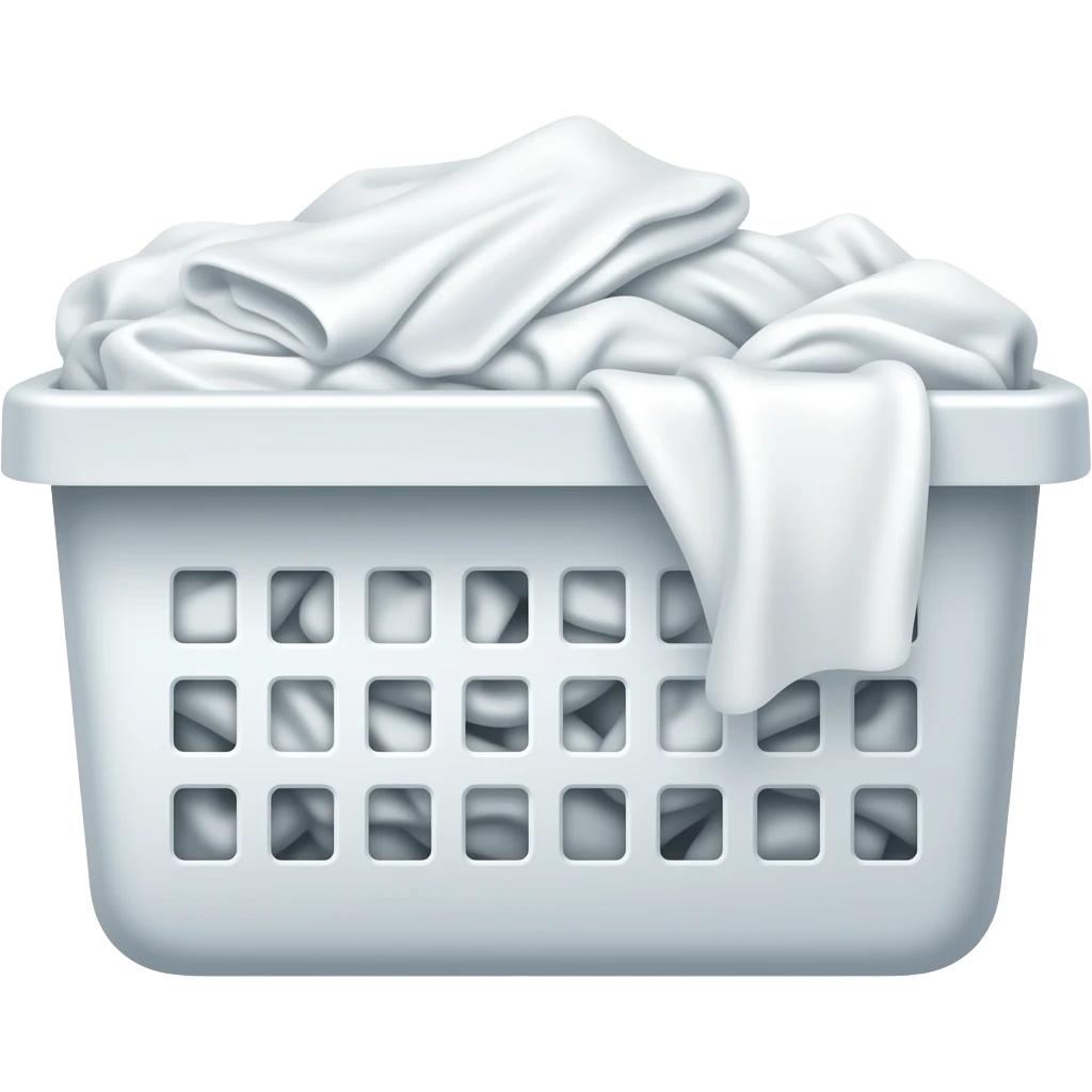 dirty pile of laundry with white color in a white laundry hemper emoji