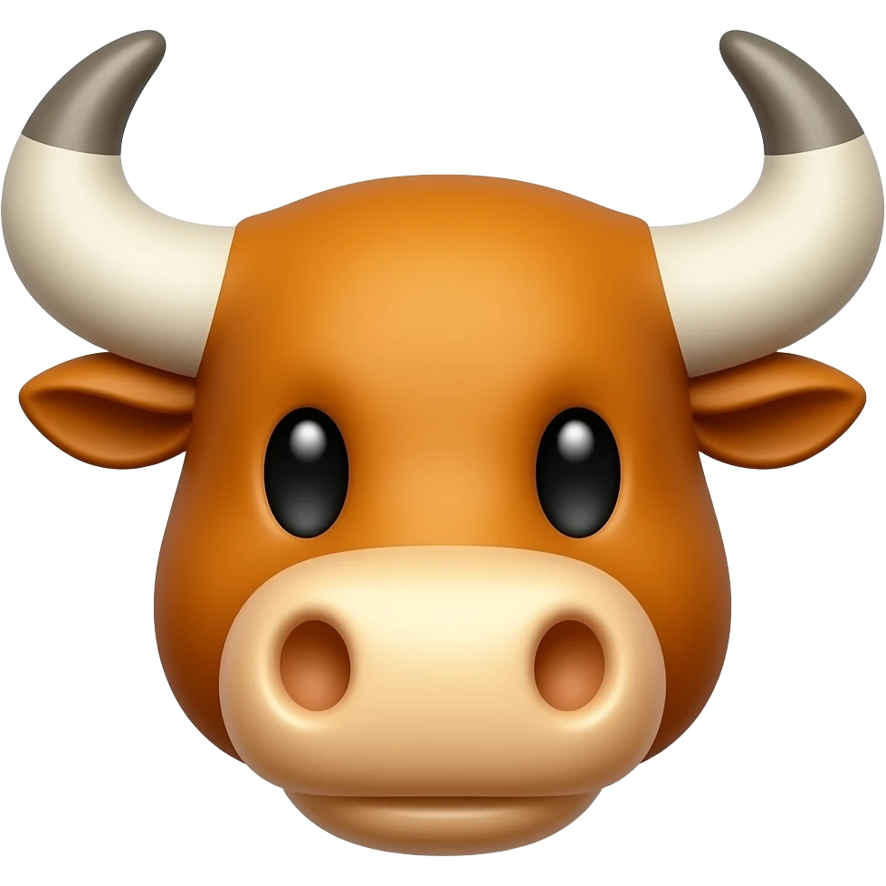Bull's Tavern: 3D emoji style, glossy surface, soft shadows, white background, centered, no text, bull character, amber color emoji