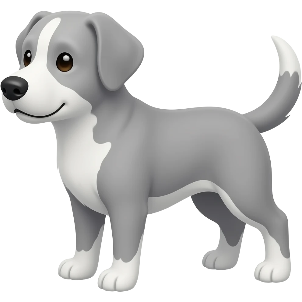 Ahora déjalo así, pero cambia el color a gris y el pecho, hocico y patitas blancas emoji