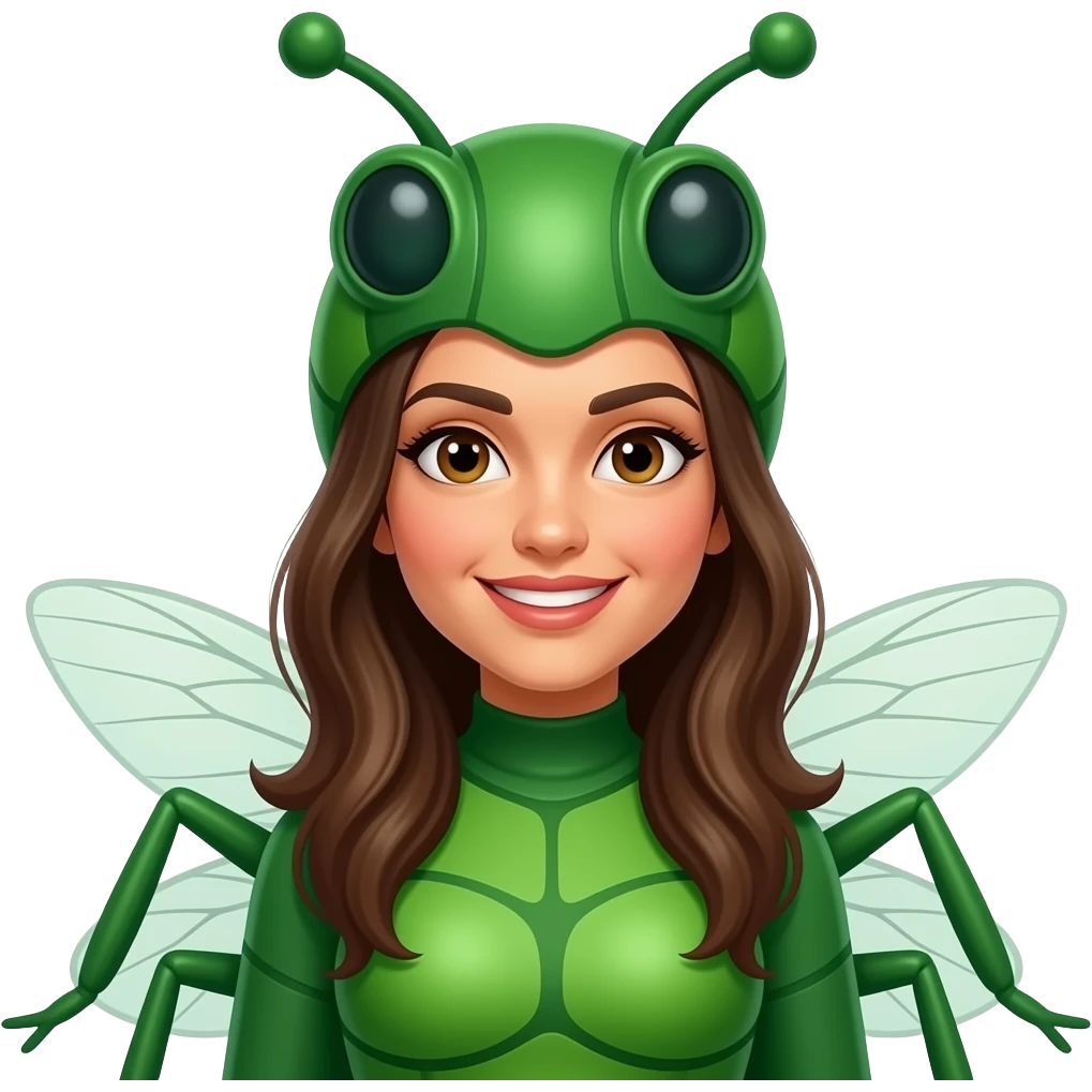 cute latina woman in green Insect Costume emoji