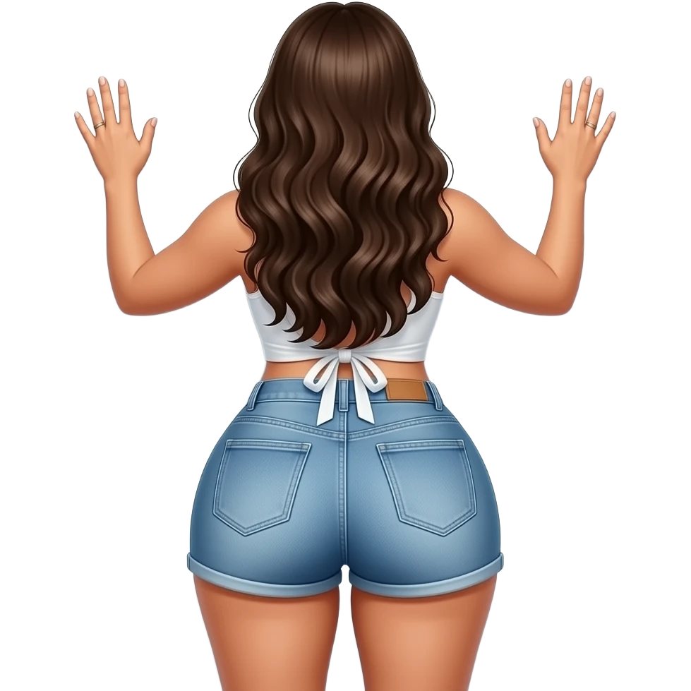 A Bbl woman showing back with hands behind the wall emoji