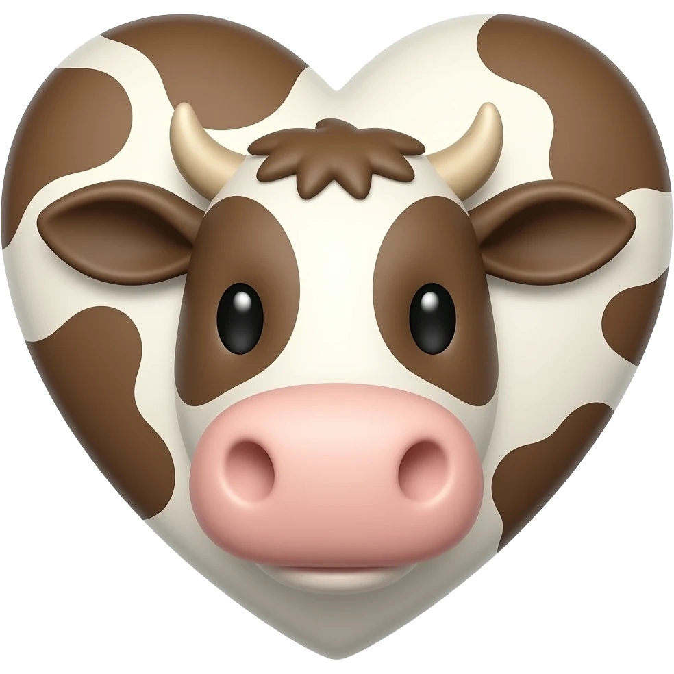Corazón como vaquita con machitas blancas y cafe emoji