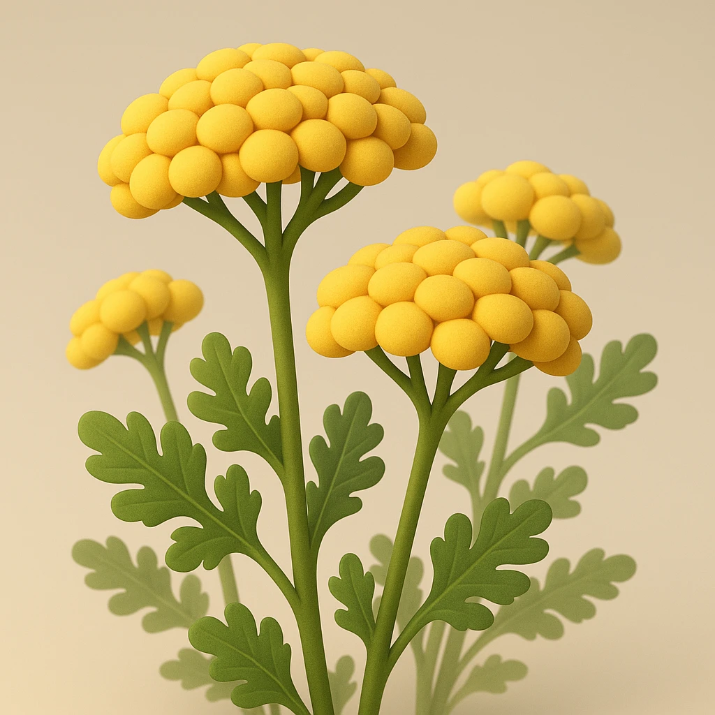 3D iOS cartoon style yellow yarrow flowers, very rounded and soft, no faces or smiles, natural and expressive emoji