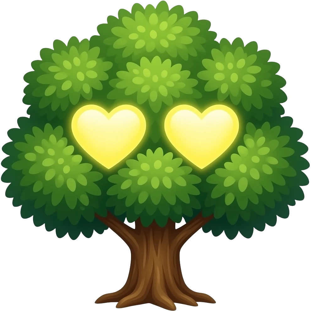 a tree with heart eyes emoji