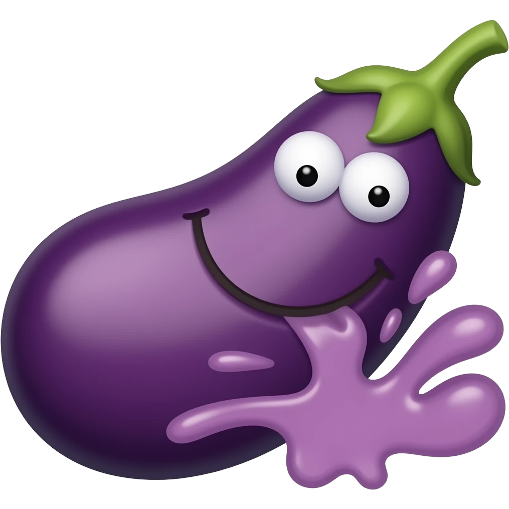 Smiley face Sucking an eggplant dripping spit emoji
