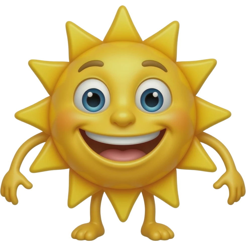 sun with teeth smile and body arms, and legs emoji